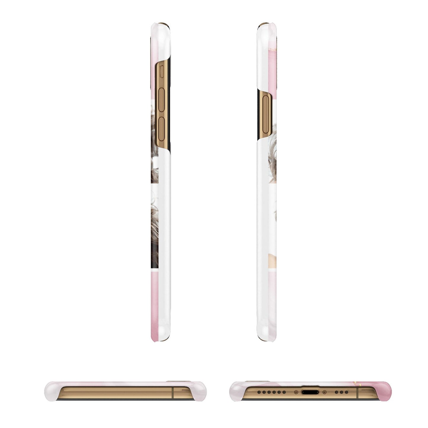 Pink Marble Personalised Photo Apple iPhone Xs 3D Wrap Snap Case Angled Images