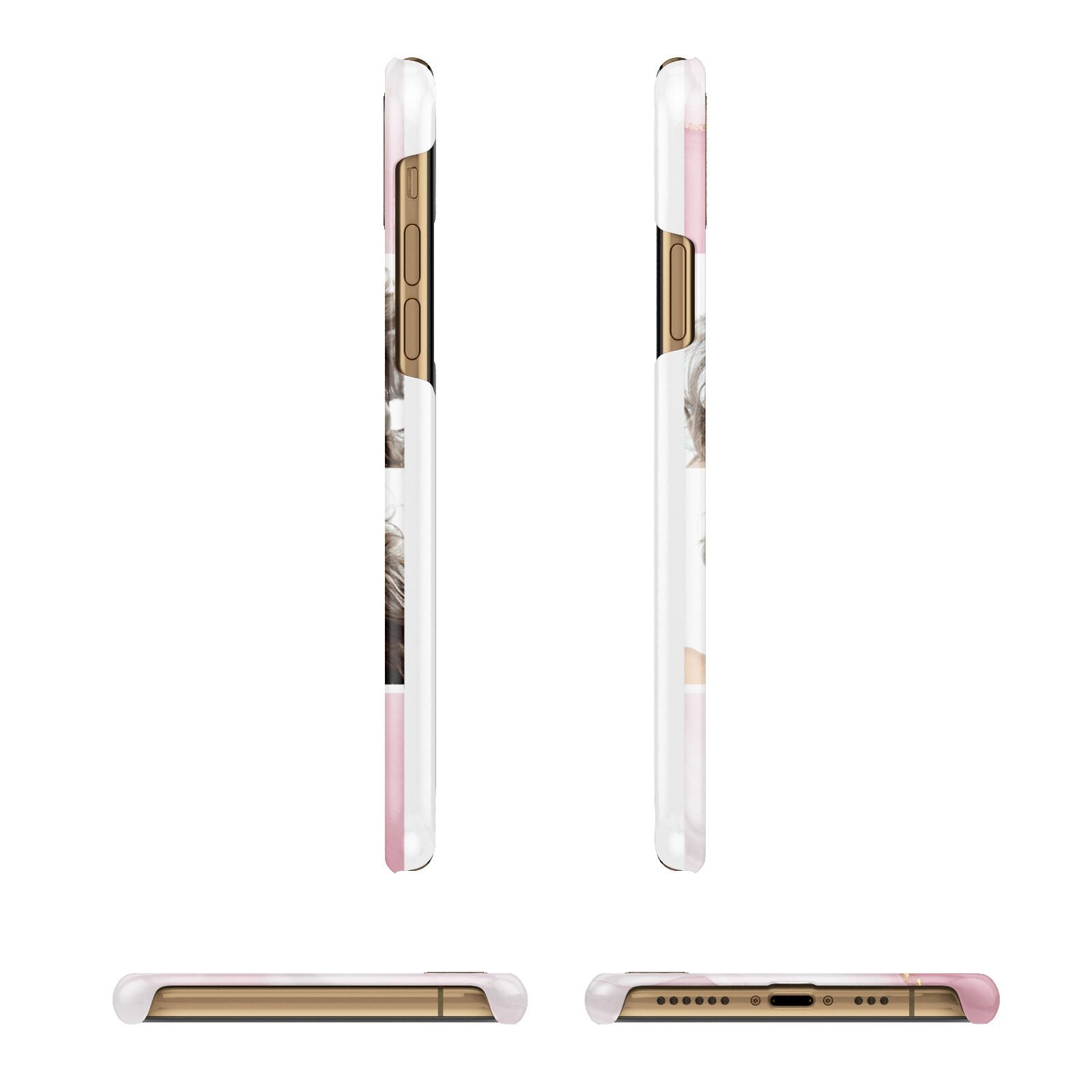 Pink Marble Personalised Photo Apple iPhone Xs 3D Wrap Snap Case Angled Images