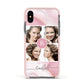 Pink Marble Personalised Photo Apple iPhone Xs Impact Case Pink Edge on Black Phone