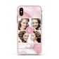 Pink Marble Personalised Photo Apple iPhone Xs Impact Case Pink Edge on Gold Phone