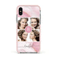 Pink Marble Personalised Photo Apple iPhone Xs Impact Case Pink Edge on Silver Phone