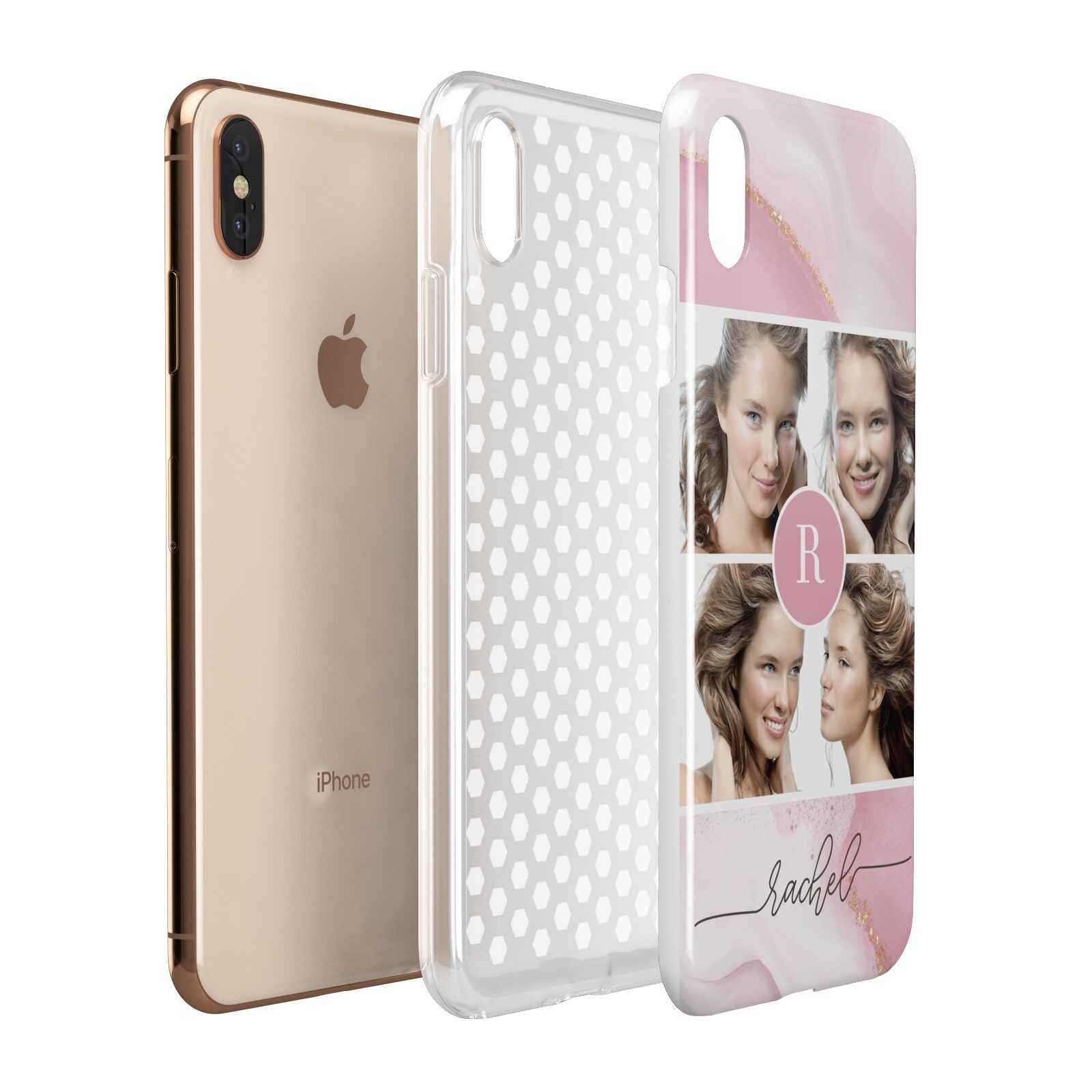 Pink Marble Personalised Photo Apple iPhone Xs Max 3D Tough Case Expanded View