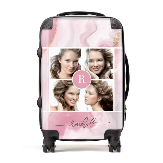 Pink Marble Personalised Photo Suitcase