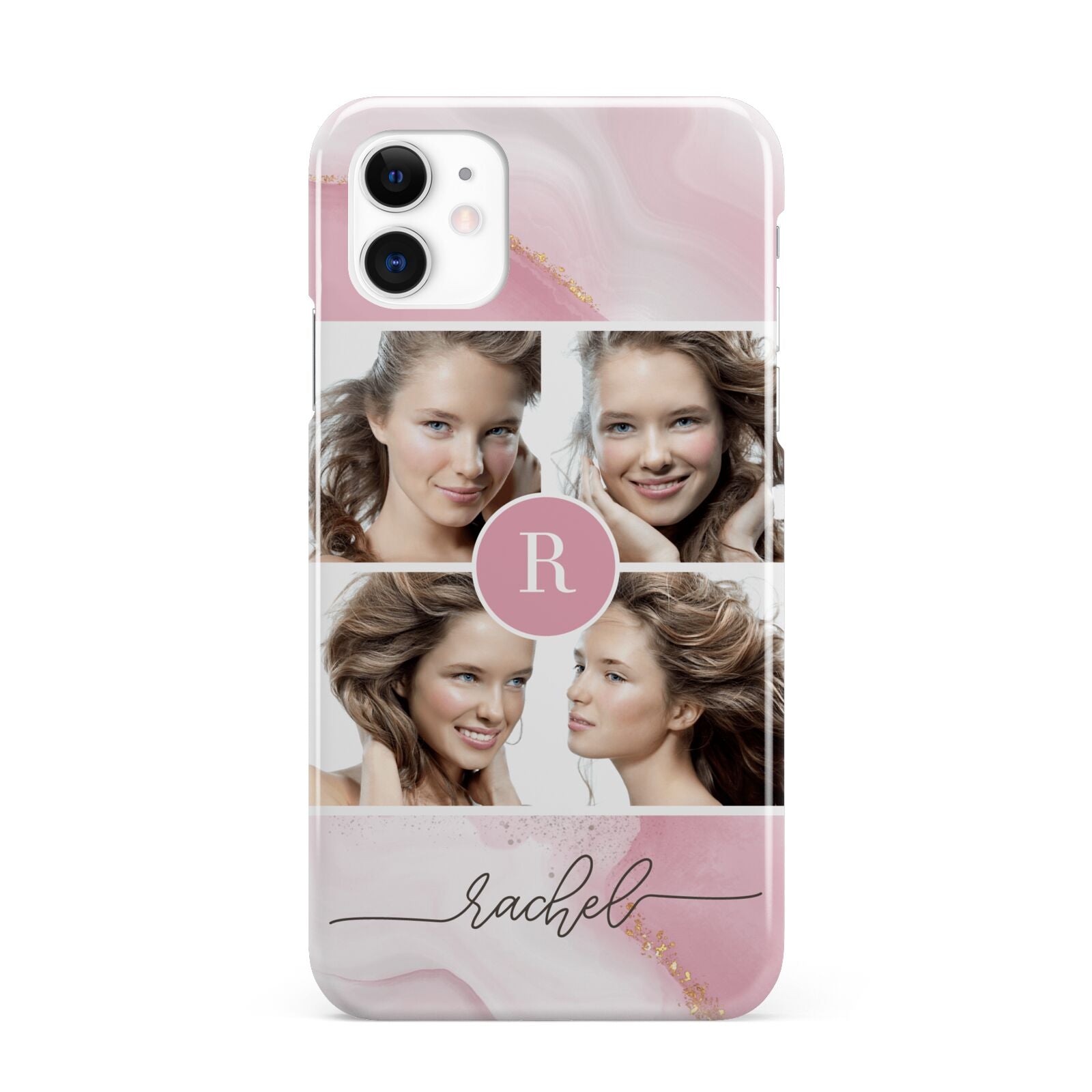 Pink Marble Personalised Photo iPhone 11 3D Snap Case