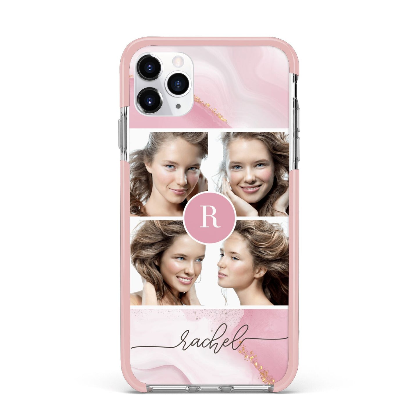 Pink Marble Personalised Photo iPhone 11 Pro Max Impact Pink Edge Case