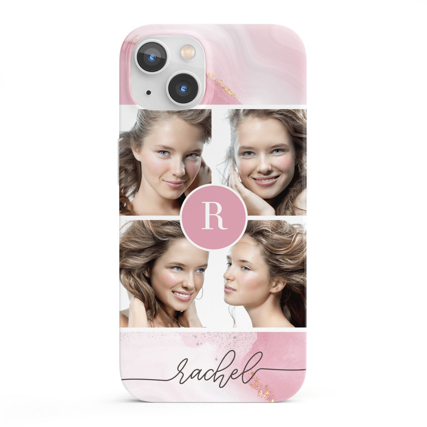 Pink Marble Personalised Photo iPhone 13 Full Wrap 3D Snap Case