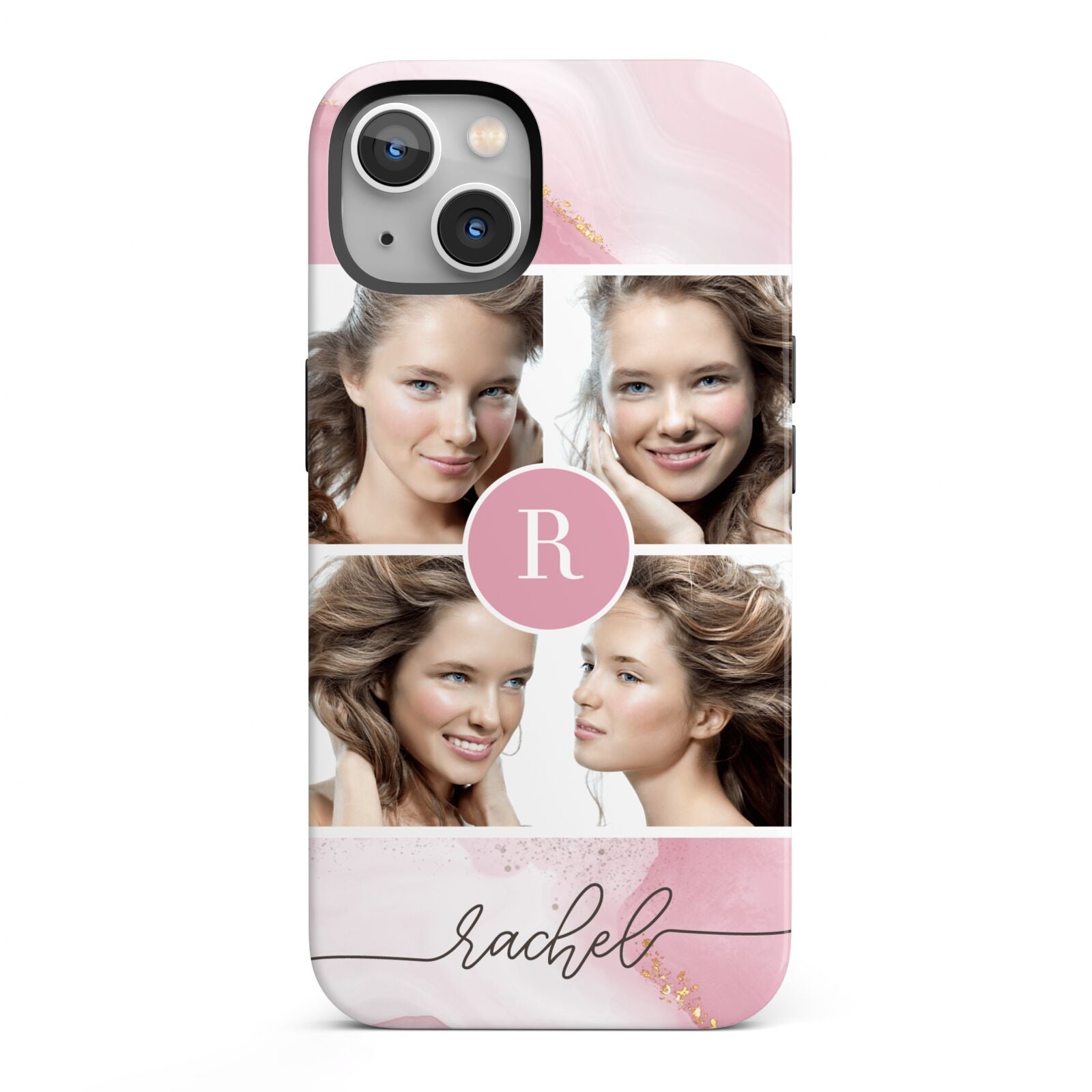 Pink Marble Personalised Photo iPhone 13 Full Wrap 3D Tough Case