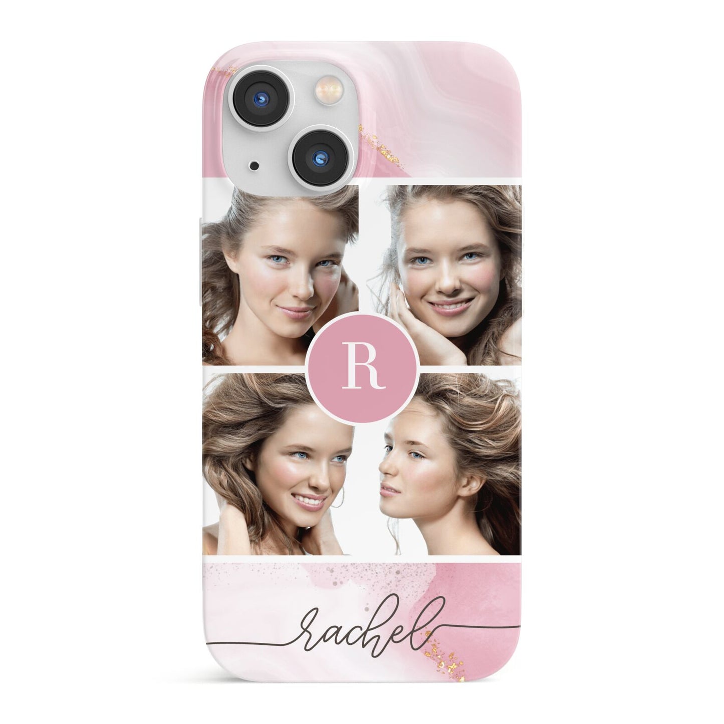 Pink Marble Personalised Photo iPhone 13 Mini Full Wrap 3D Snap Case