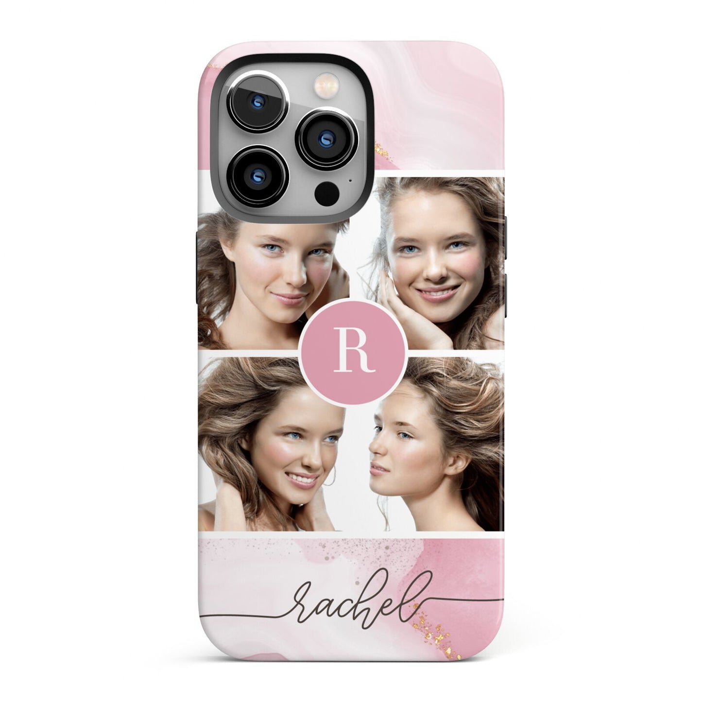 Pink Marble Personalised Photo iPhone 13 Pro Full Wrap 3D Tough Case