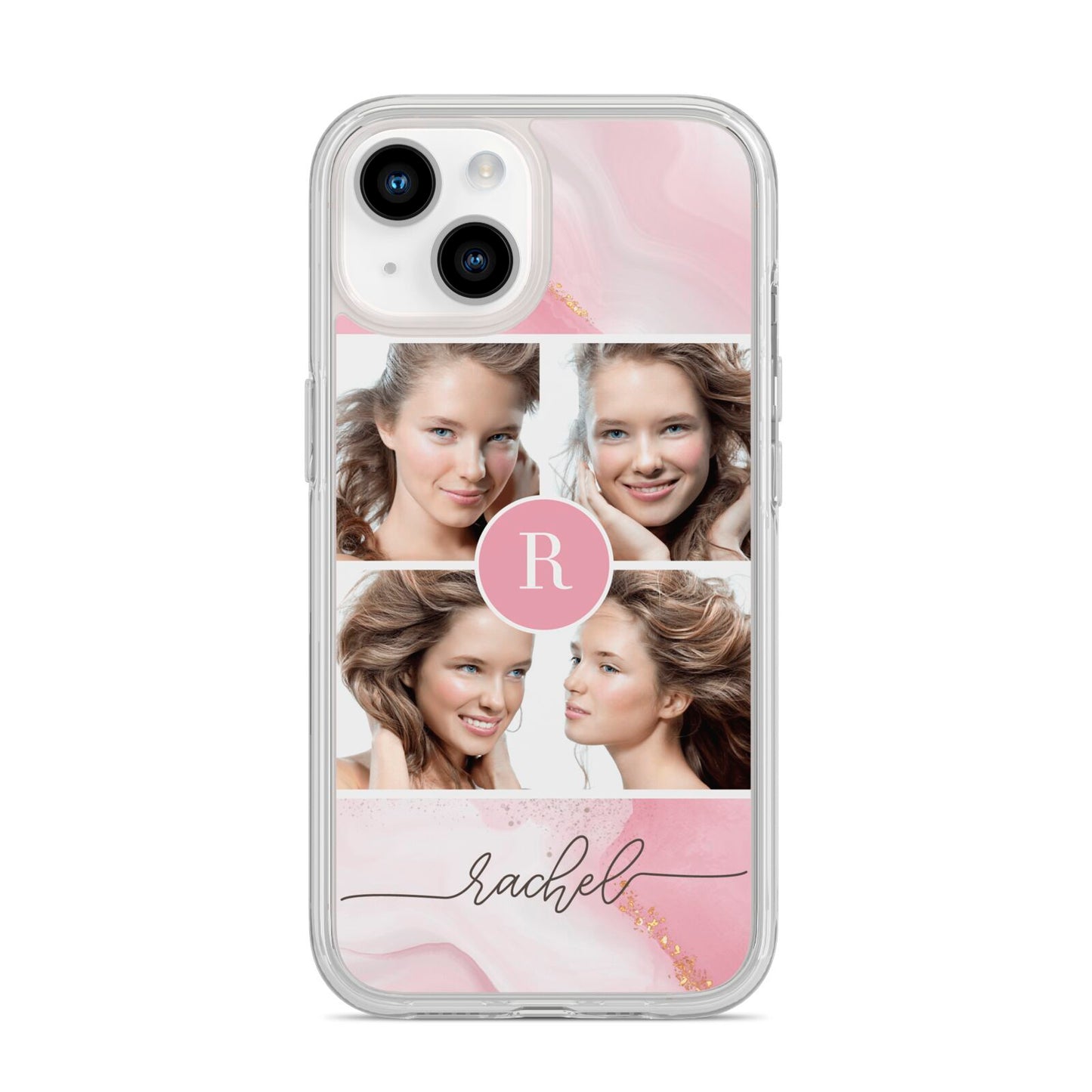 Pink Marble Personalised Photo iPhone 14 Clear Tough Case Starlight