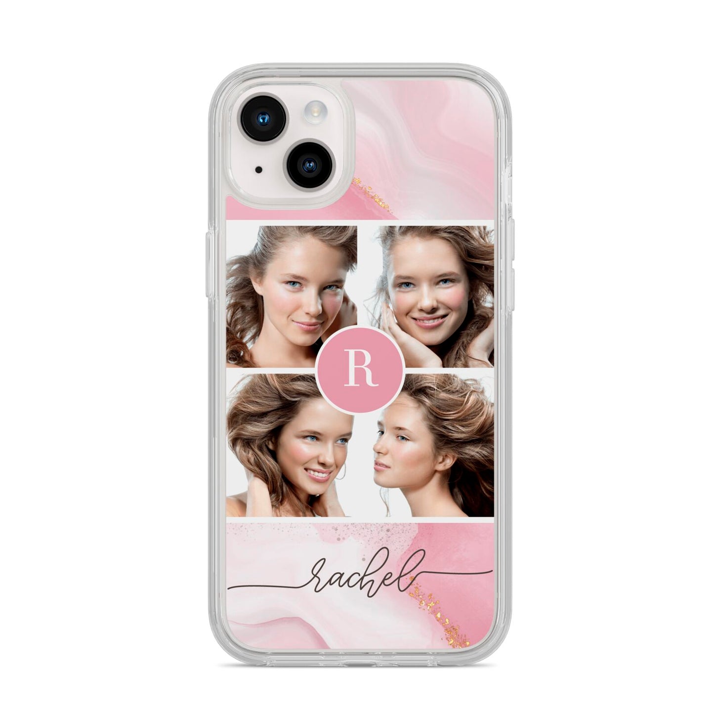 Pink Marble Personalised Photo iPhone 14 Plus Clear Tough Case Starlight