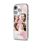 Pink Marble Personalised Photo iPhone 14 Pro Clear Tough Case Silver Angled Image