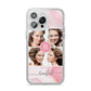 Pink Marble Personalised Photo iPhone 14 Pro Max Clear Tough Case Silver