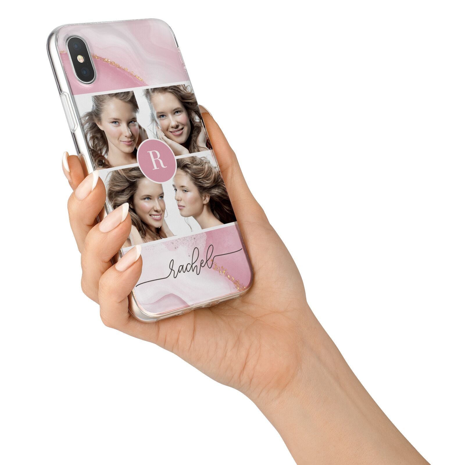 Pink Marble Personalised Photo iPhone X Bumper Case on Silver iPhone Alternative Image 2