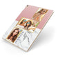 Pink Marble Photo Upload Name Apple iPad Case on Gold iPad Side View