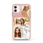 Pink Marble Photo Upload Name Apple iPhone 11 in White with Pink Impact Case