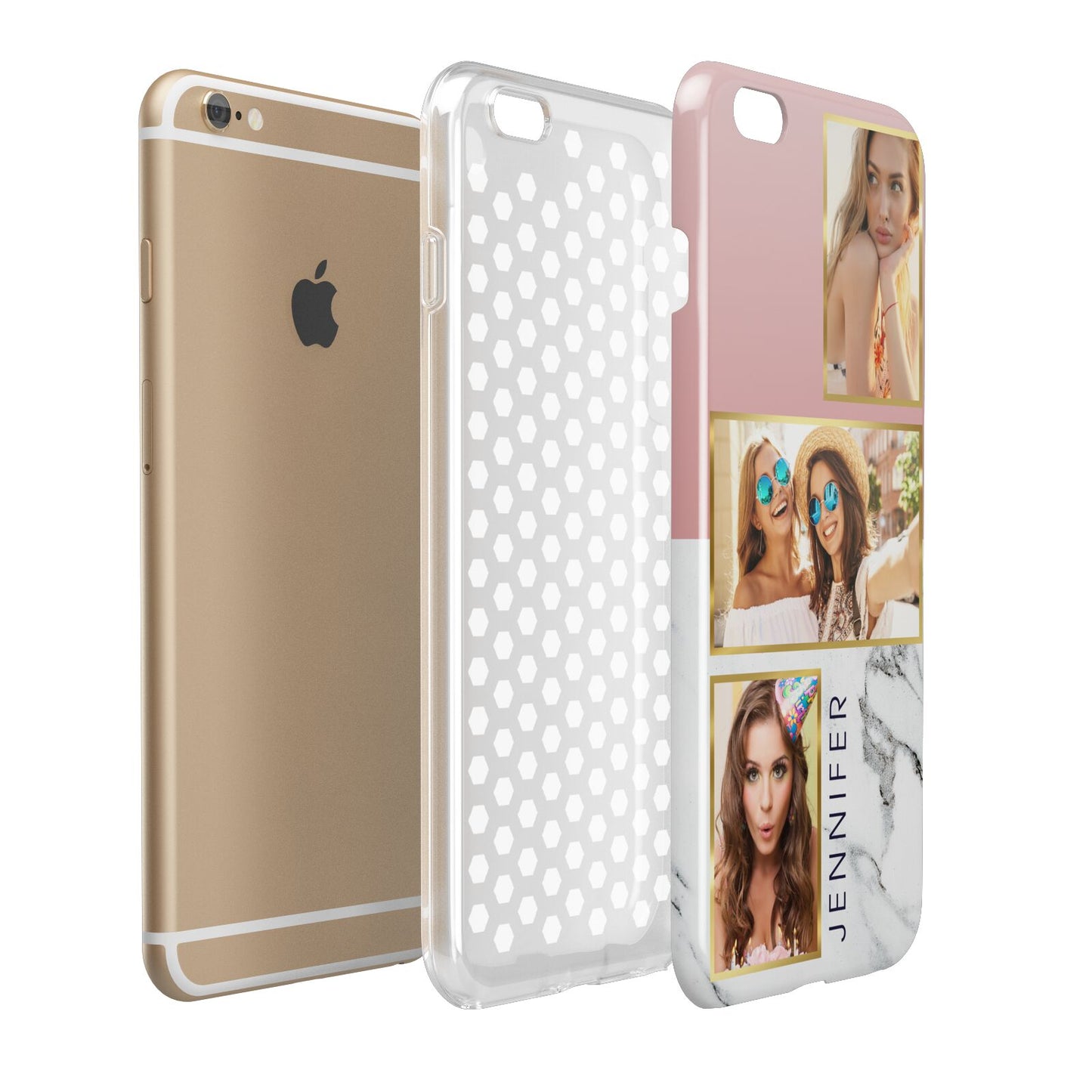 Pink Marble Photo Upload Name Apple iPhone 6 Plus 3D Tough Case Expand Detail Image