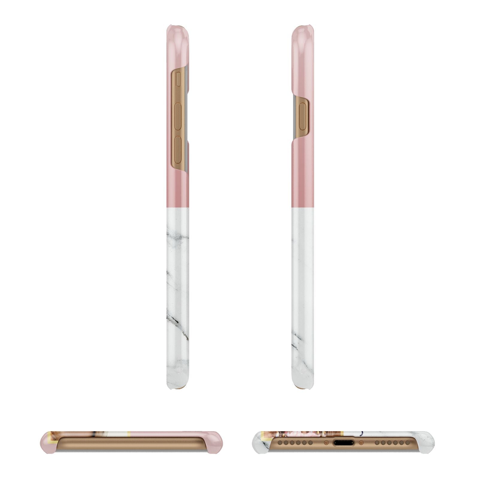 Pink Marble Photo Upload Name Apple iPhone 7 8 3D Wrap Snap Case Angled Images