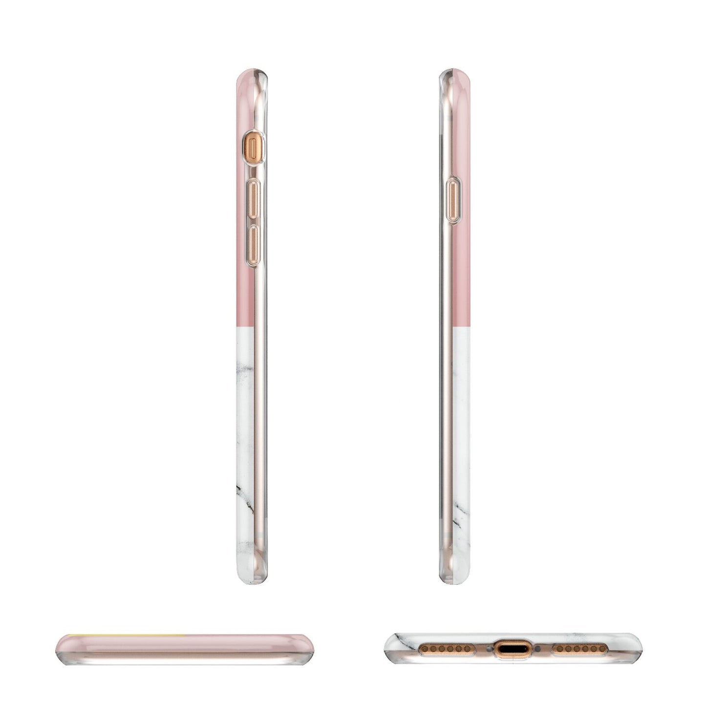 Pink Marble Photo Upload Name Apple iPhone 7 8 3D Wrap Tough Case Alternative Image Angles