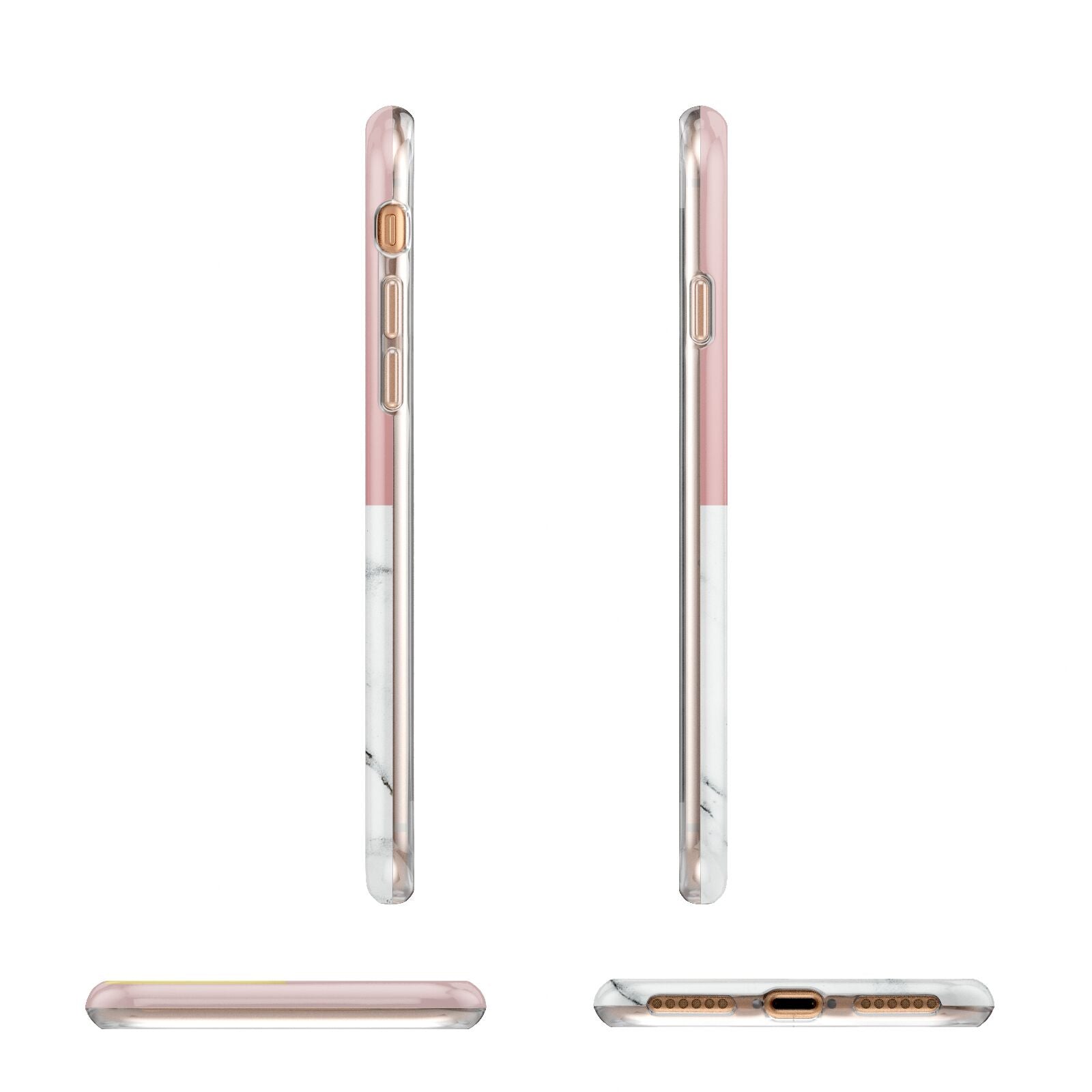 Pink Marble Photo Upload Name Apple iPhone 7 8 3D Wrap Tough Case Alternative Image Angles