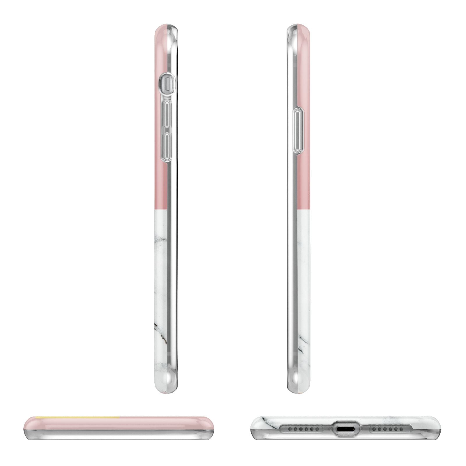 Pink Marble Photo Upload Name Apple iPhone XR in White with 3D Wrap Tough Case Alternative Image Angles