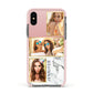 Pink Marble Photo Upload Name Apple iPhone Xs Impact Case Pink Edge on Black Phone