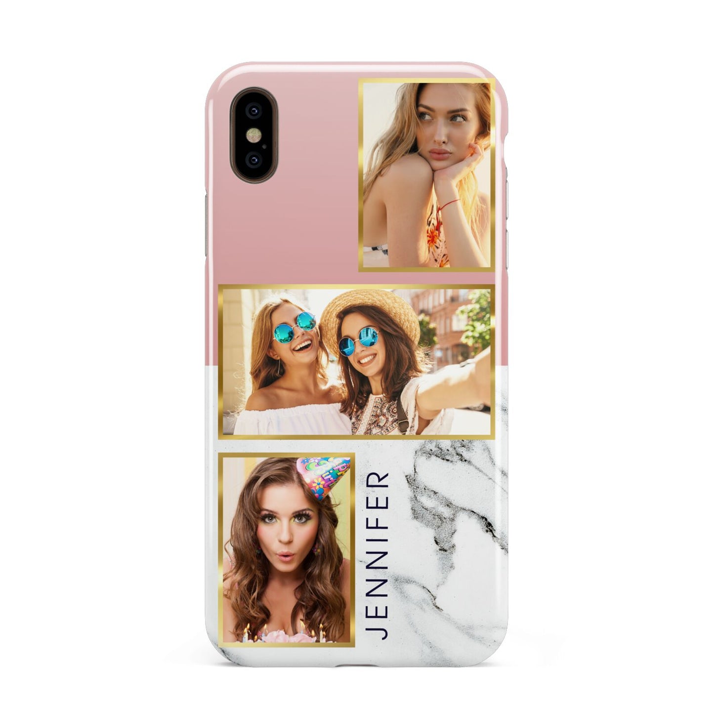 Pink Marble Photo Upload Name Apple iPhone Xs Max 3D Tough Case