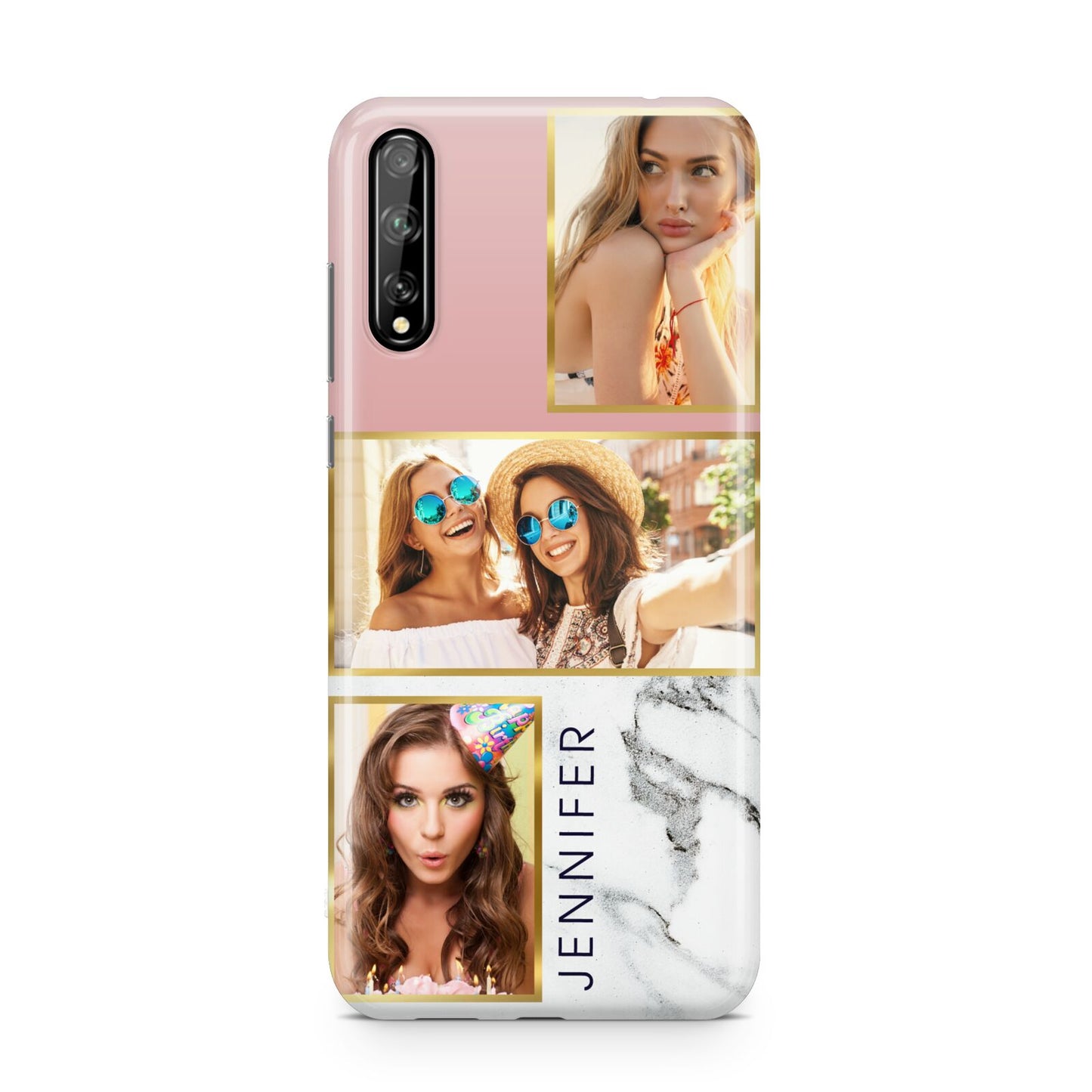 Pink Marble Photo Upload Name Huawei Enjoy 10s Phone Case