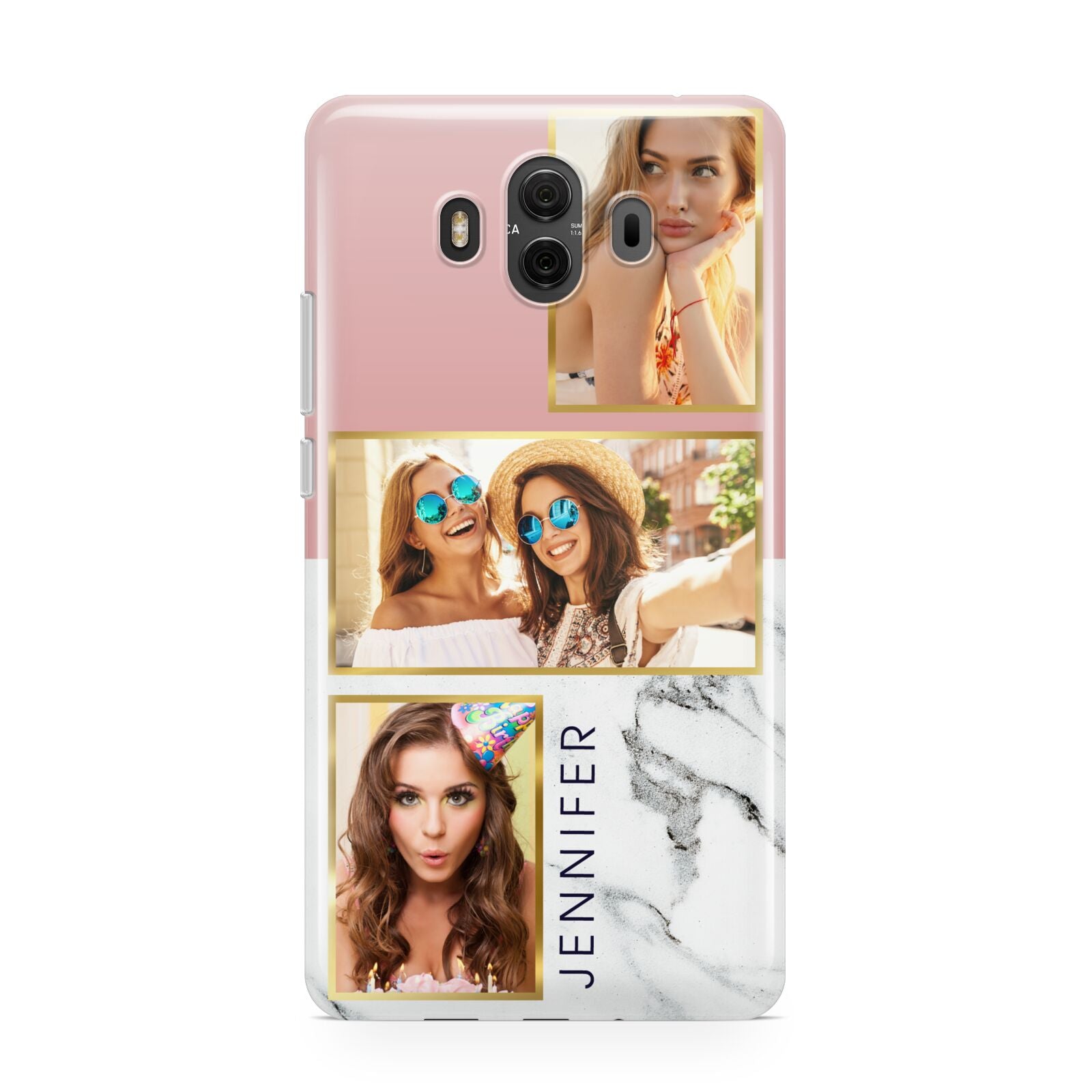 Pink Marble Photo Upload Name Huawei Mate 10 Protective Phone Case