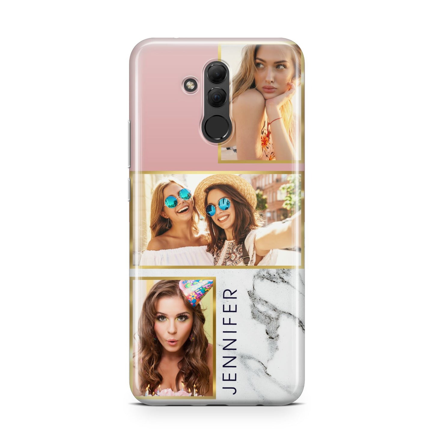 Pink Marble Photo Upload Name Huawei Mate 20 Lite