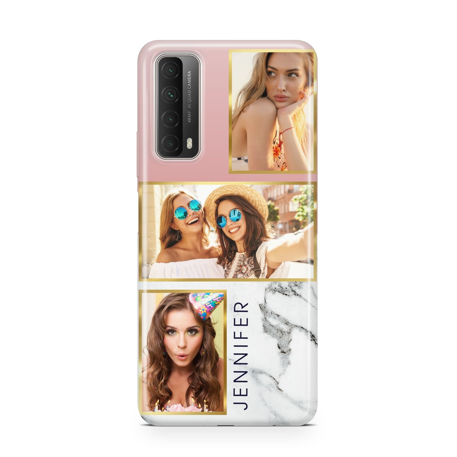 Pink Marble Photo Upload Name Huawei P Smart 2021