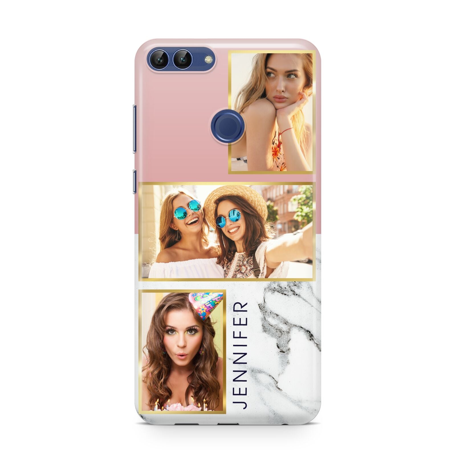 Pink Marble Photo Upload Name Huawei P Smart Case