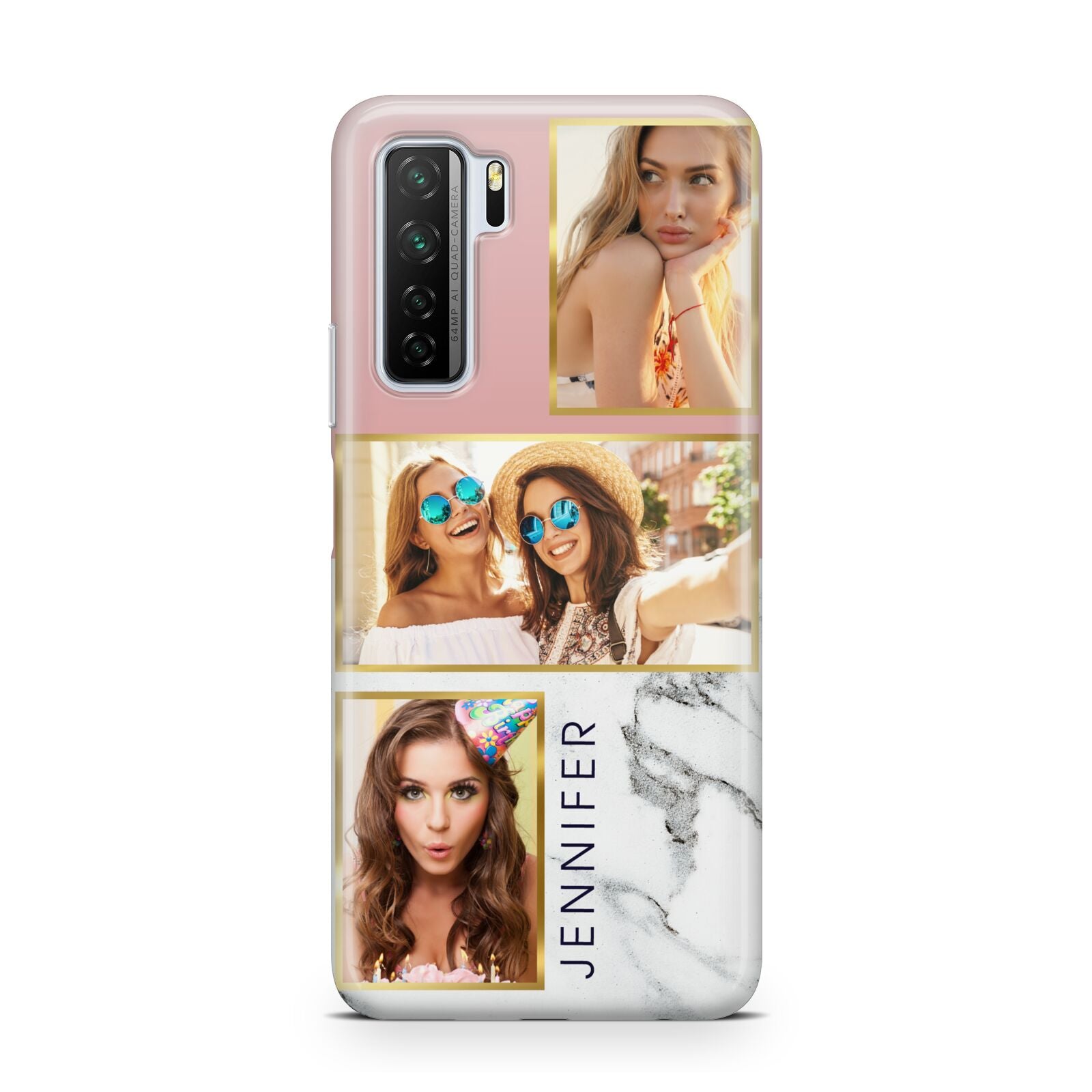 Pink Marble Photo Upload Name Huawei P40 Lite 5G Phone Case