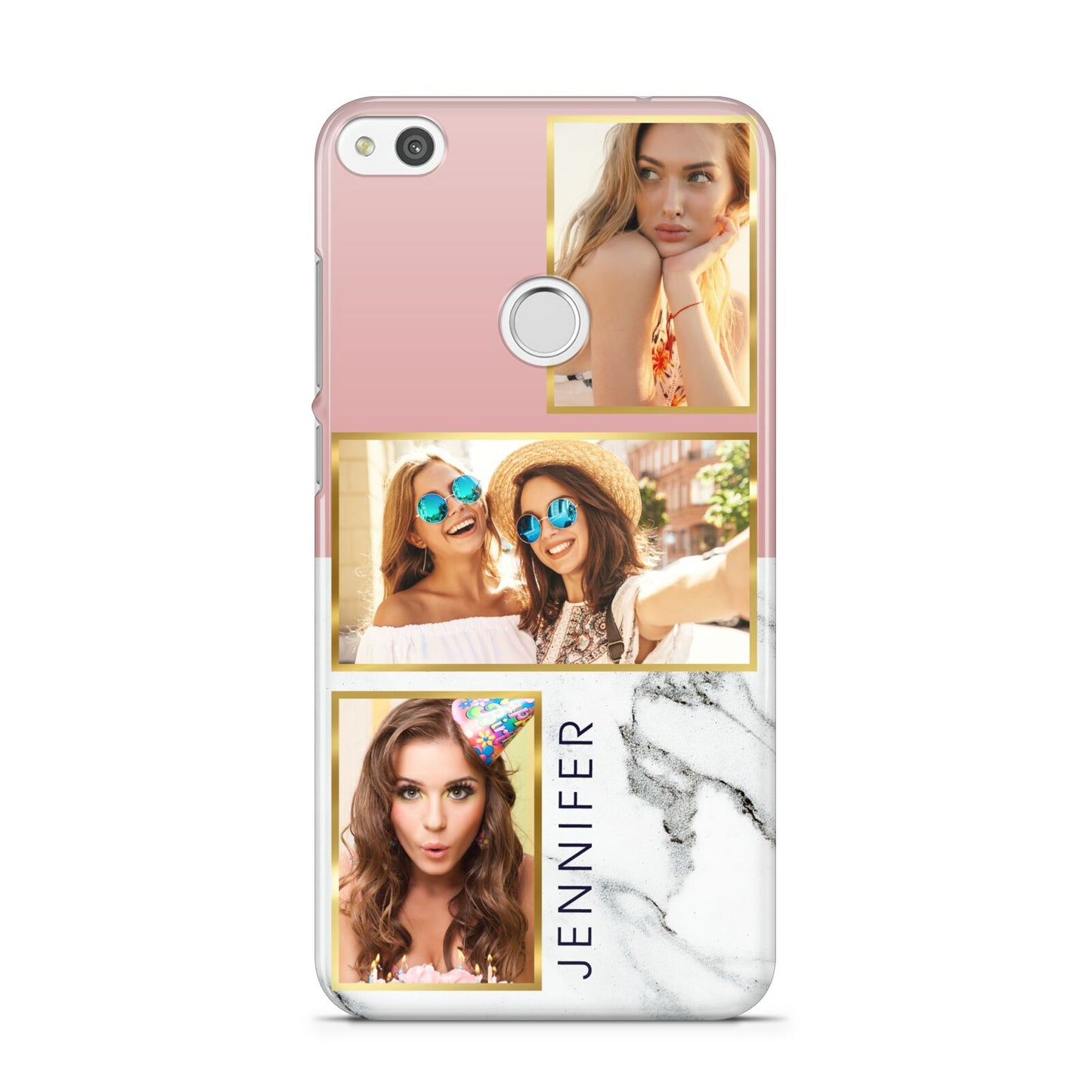 Pink Marble Photo Upload Name Huawei P8 Lite Case