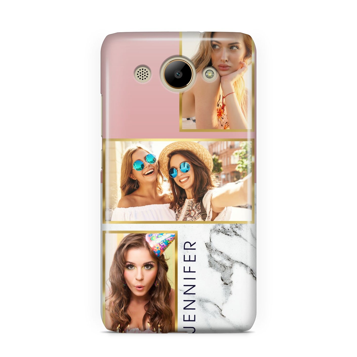 Pink Marble Photo Upload Name Huawei Y3 2017