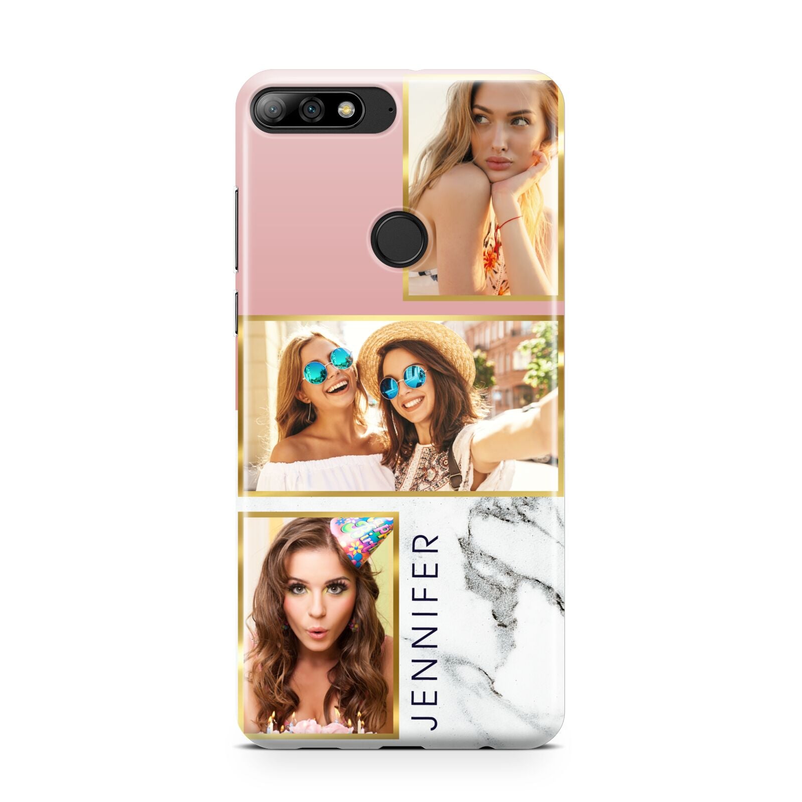 Pink Marble Photo Upload Name Huawei Y7 2018