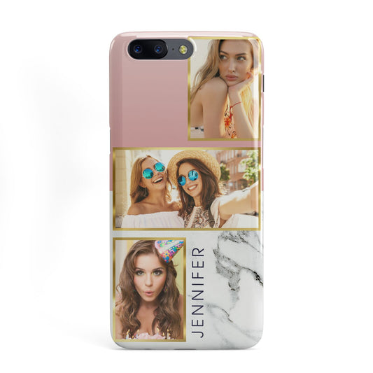 Pink Marble Photo Upload Name OnePlus Case