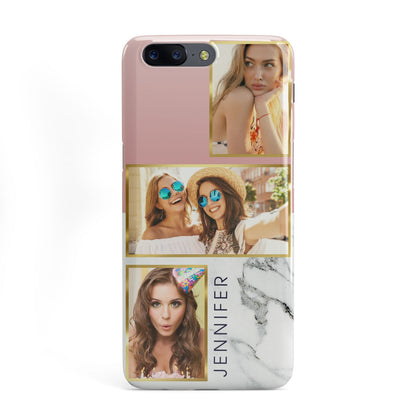 Pink Marble Photo Upload Name OnePlus Case