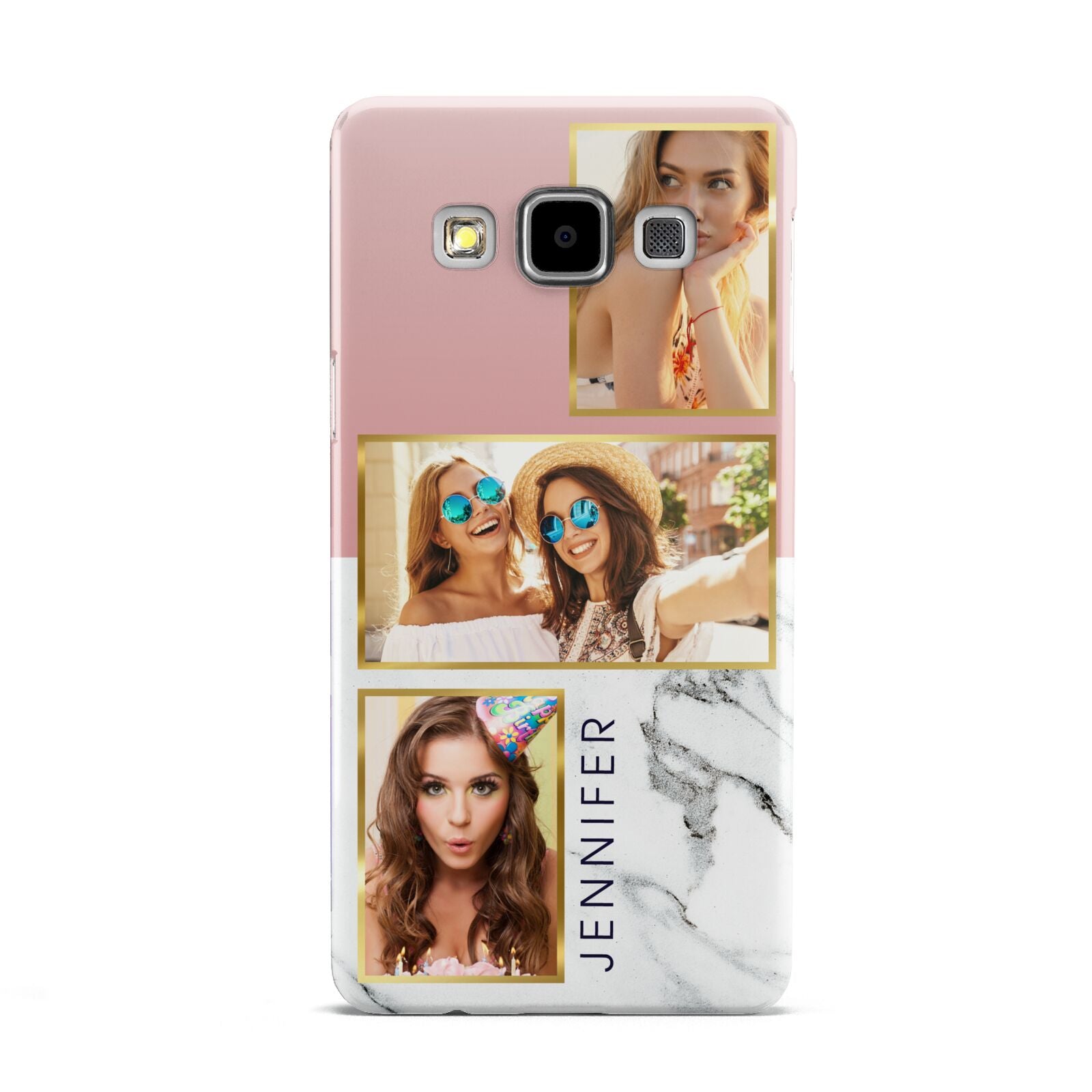 Pink Marble Photo Upload Name Samsung Galaxy A5 Case
