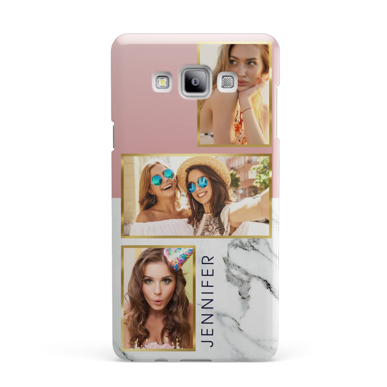 Pink Marble Photo Upload Name Samsung Galaxy A7 2015 Case