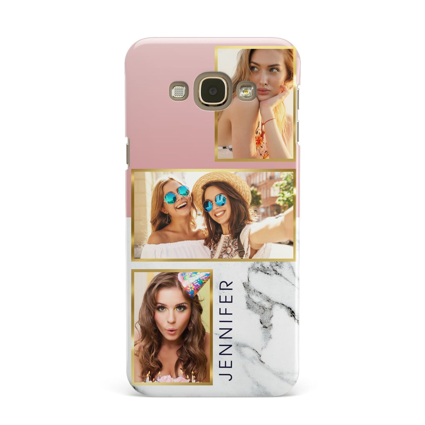 Pink Marble Photo Upload Name Samsung Galaxy A8 Case