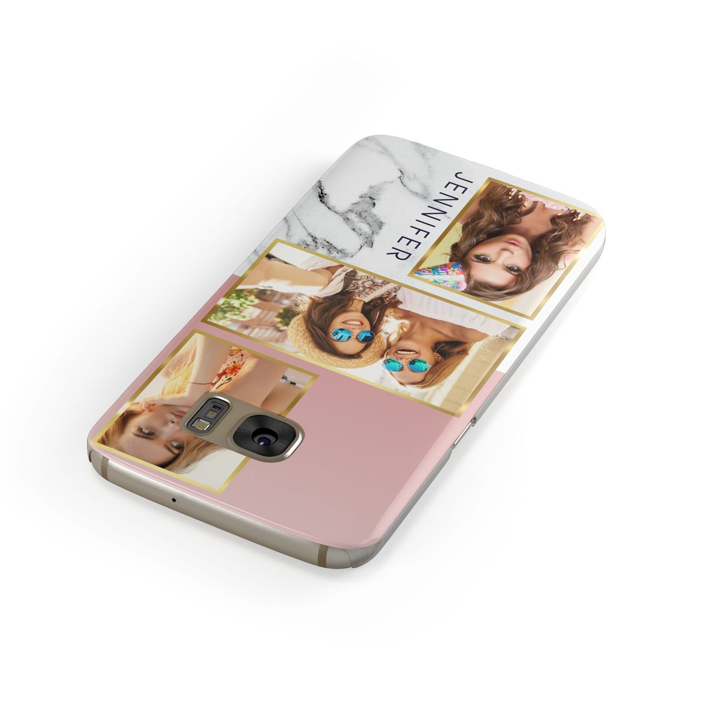 Pink Marble Photo Upload Name Samsung Galaxy Case Front Close Up