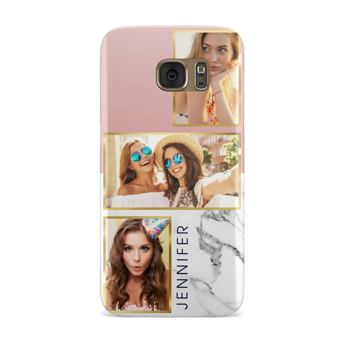 Pink Marble Photo Upload Name Samsung Galaxy Case
