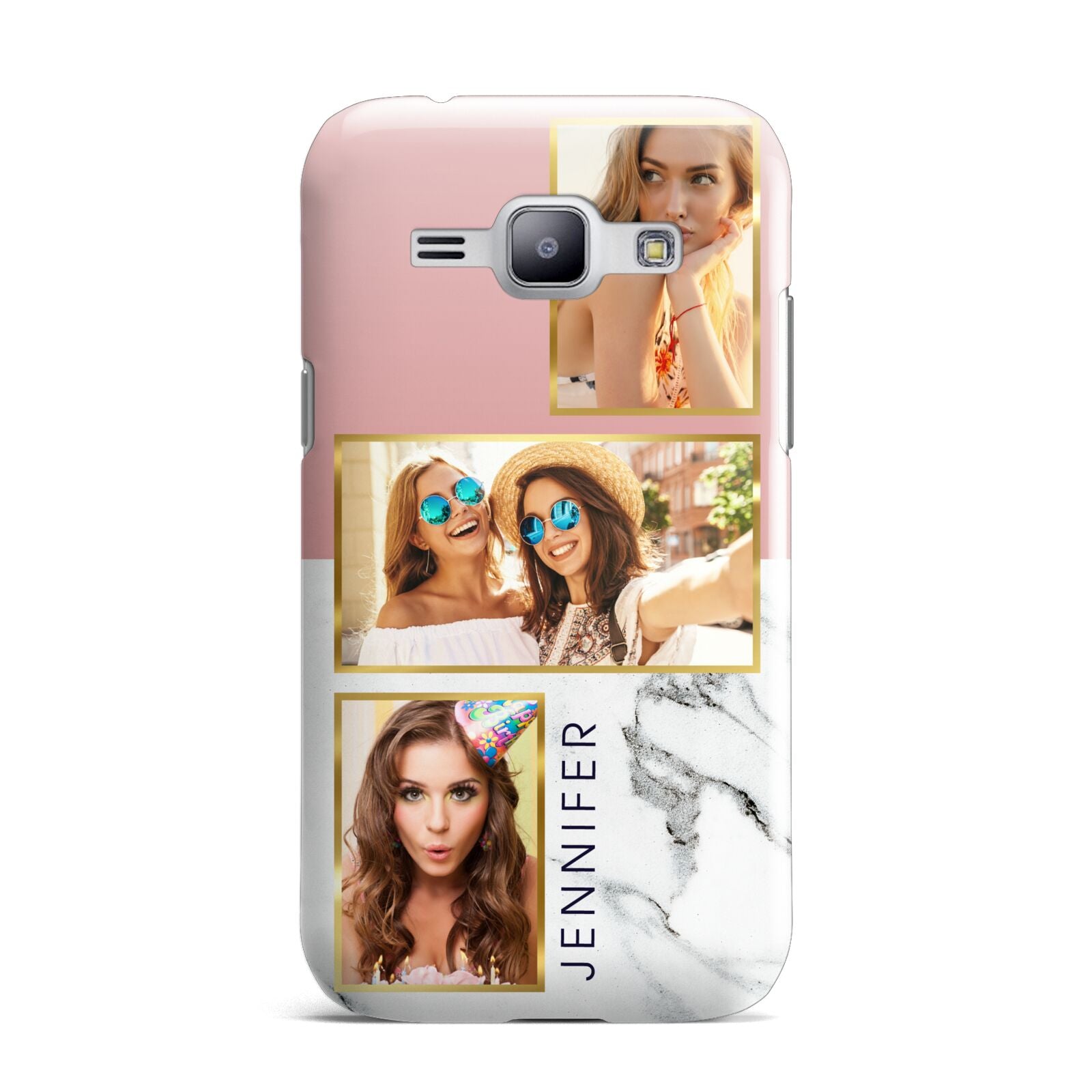 Pink Marble Photo Upload Name Samsung Galaxy J1 2015 Case