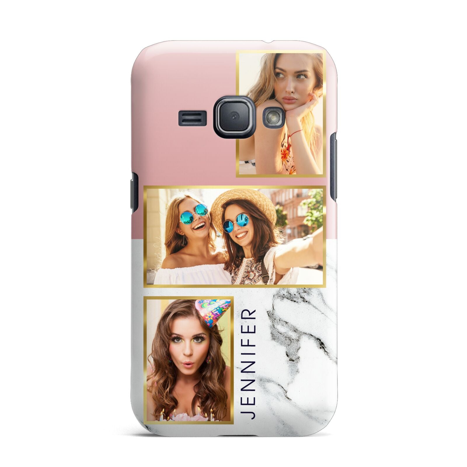 Pink Marble Photo Upload Name Samsung Galaxy J1 2016 Case