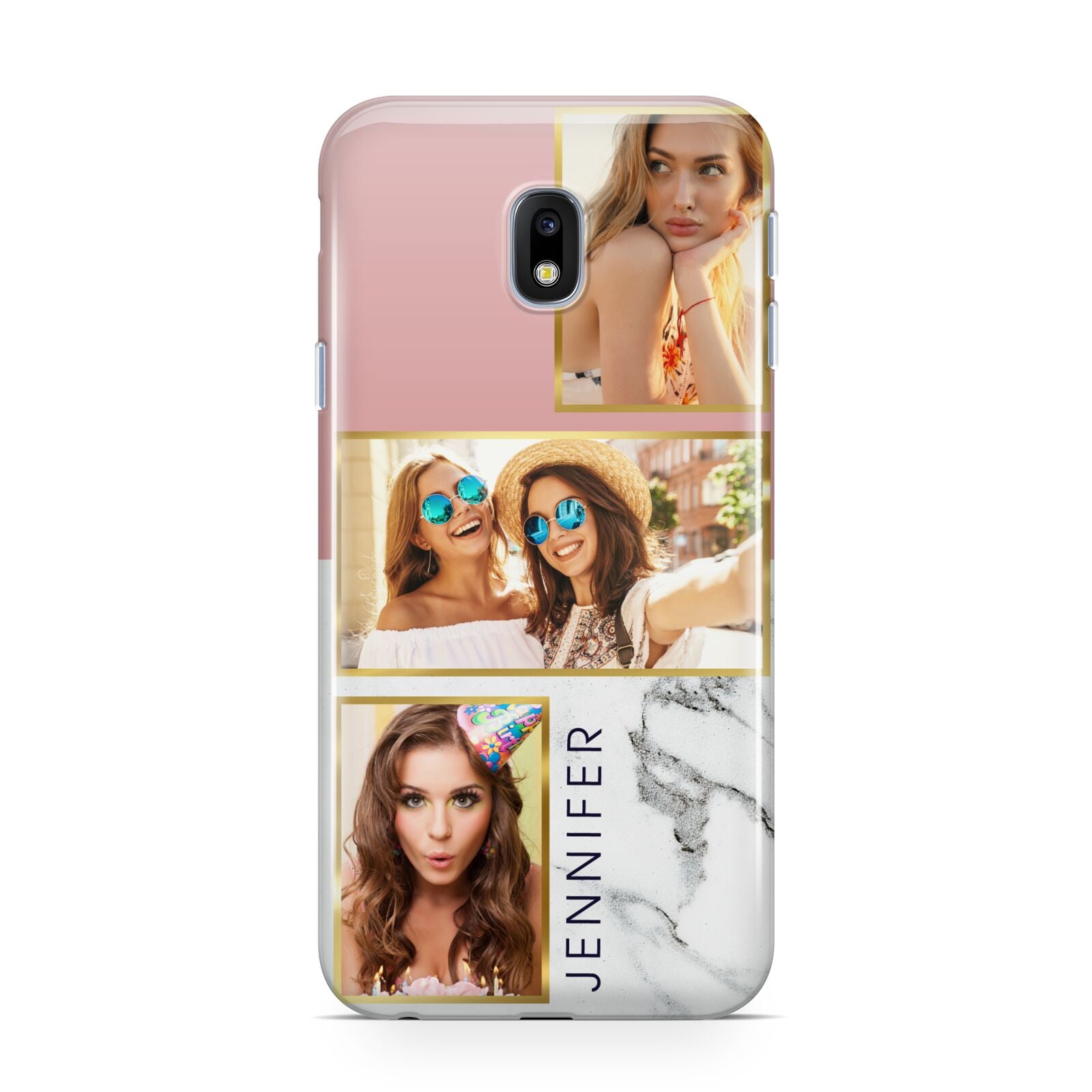 Pink Marble Photo Upload Name Samsung Galaxy J3 2017 Case