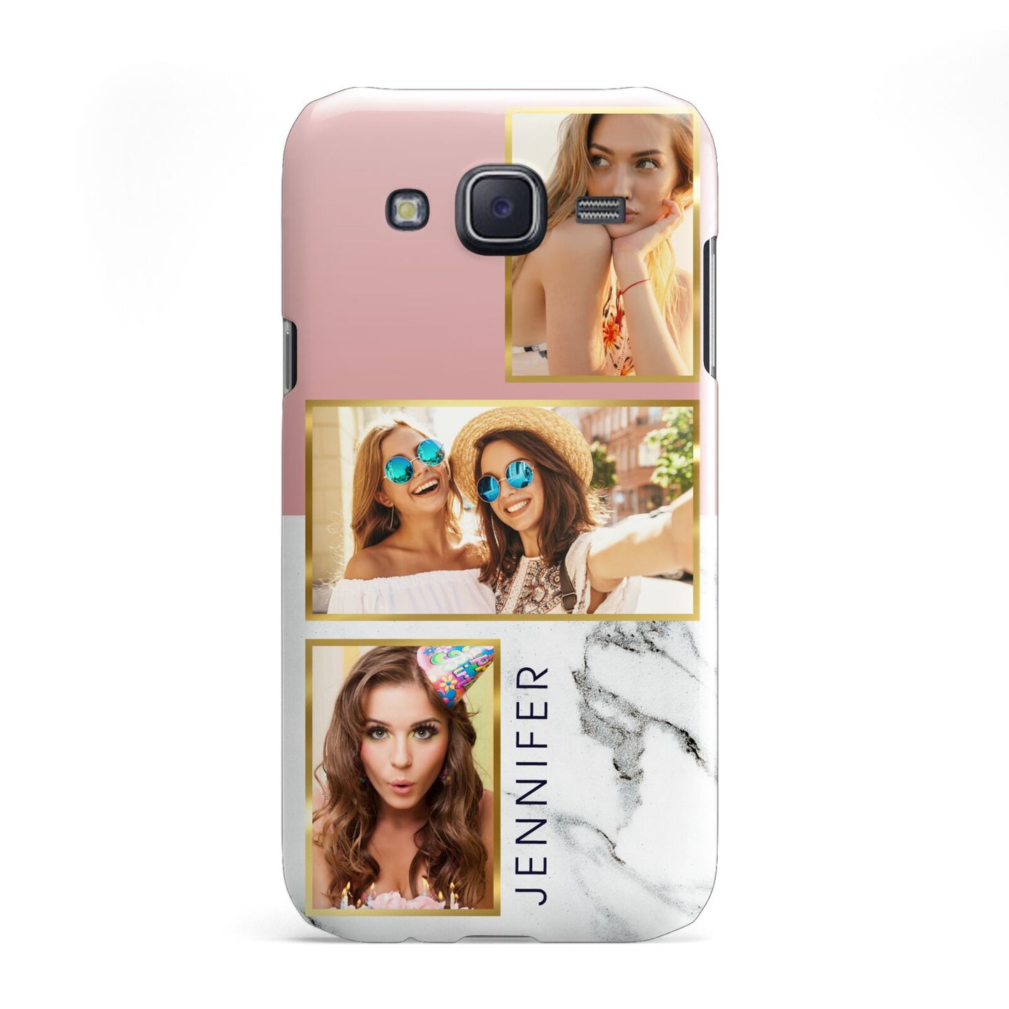 Pink Marble Photo Upload Name Samsung Galaxy J5 Case