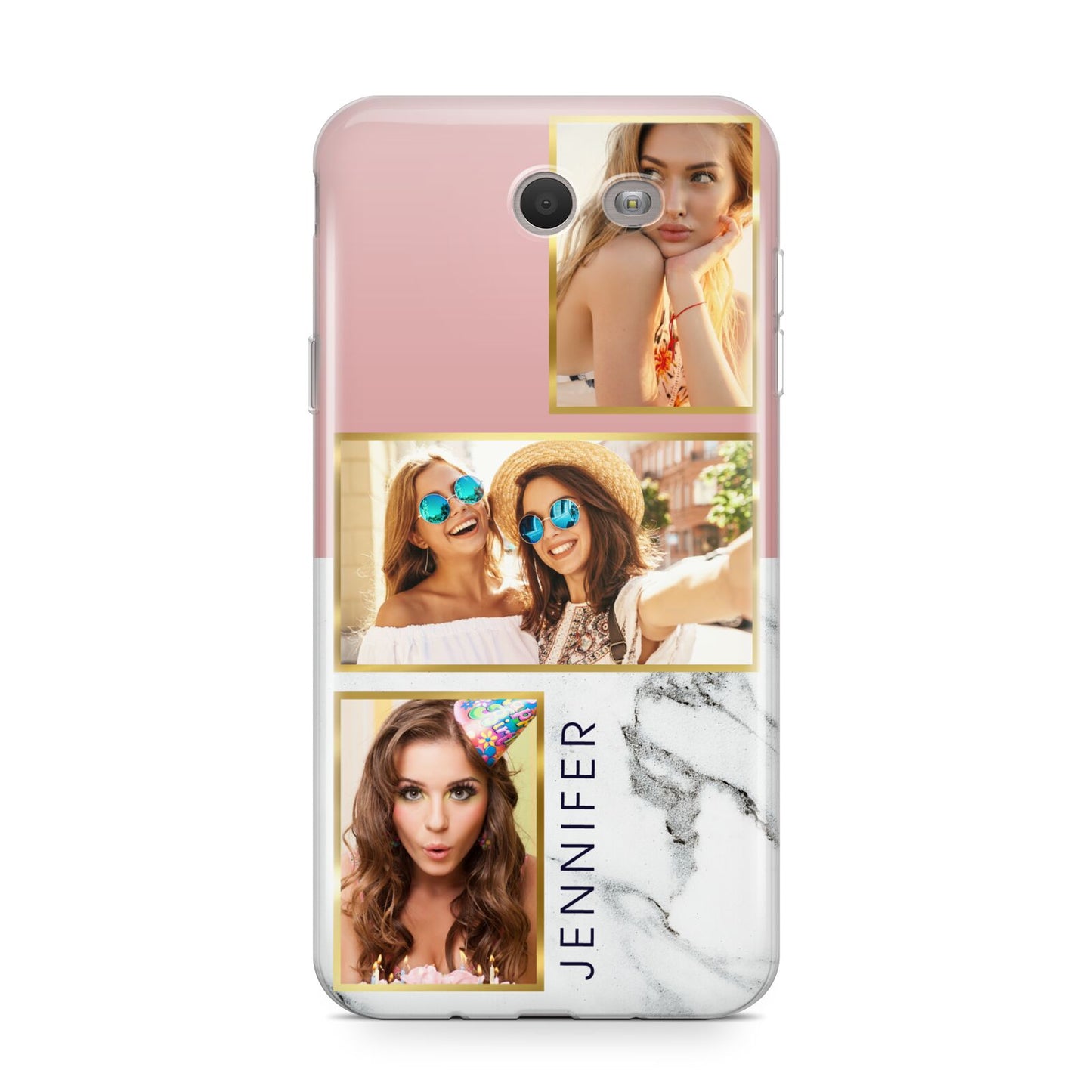 Pink Marble Photo Upload Name Samsung Galaxy J7 2017 Case