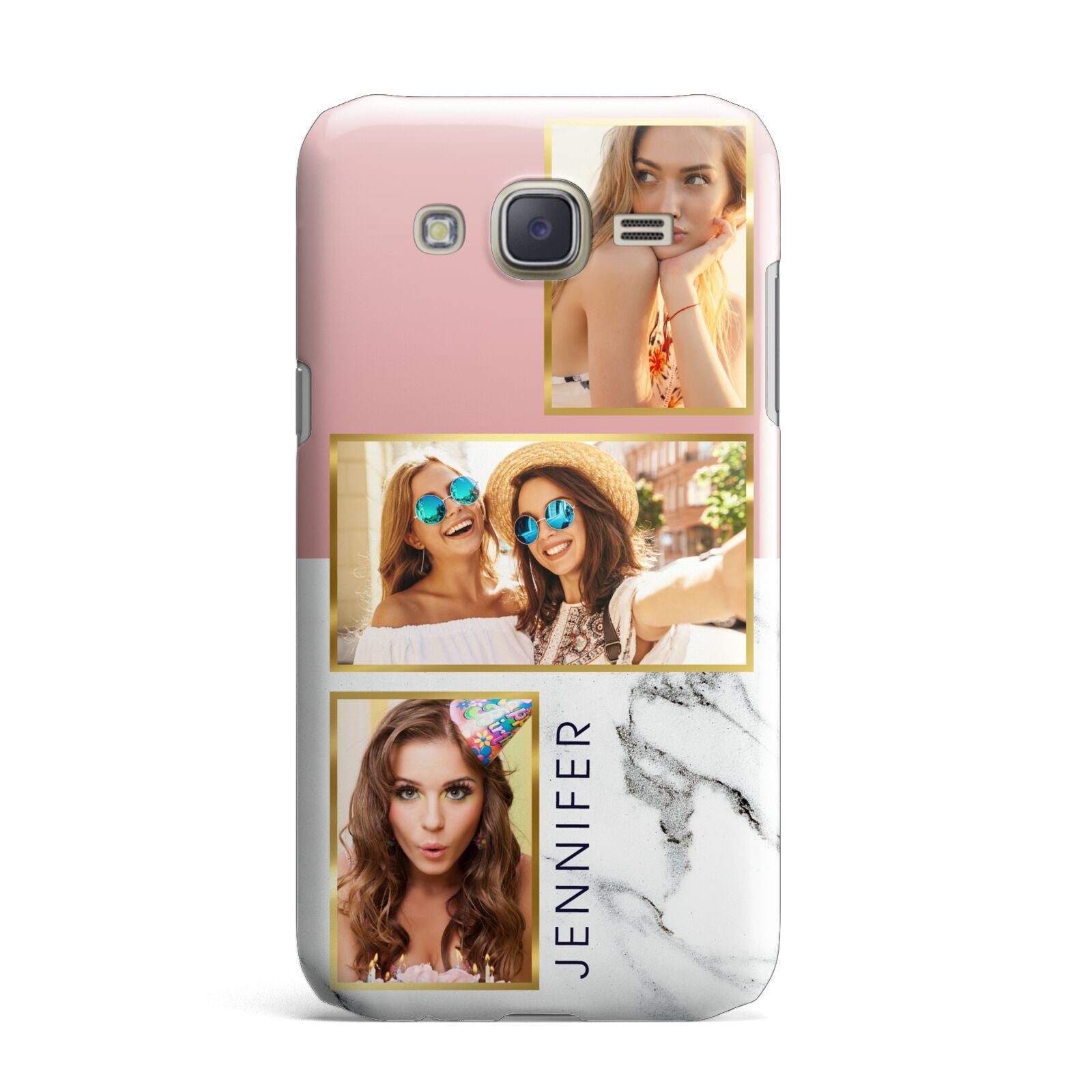 Pink Marble Photo Upload Name Samsung Galaxy J7 Case