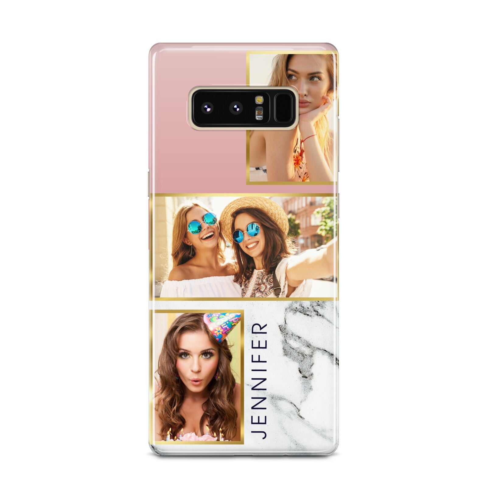 Pink Marble Photo Upload Name Samsung Galaxy Note 8 Case